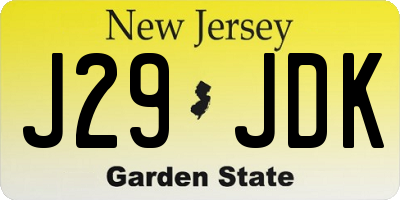 NJ license plate J29JDK