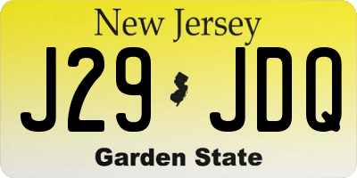 NJ license plate J29JDQ