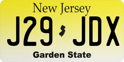 NJ license plate J29JDX