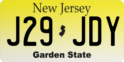 NJ license plate J29JDY