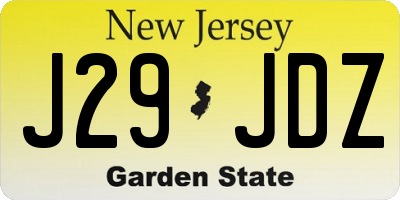 NJ license plate J29JDZ