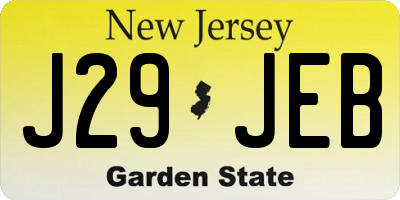 NJ license plate J29JEB