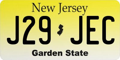 NJ license plate J29JEC