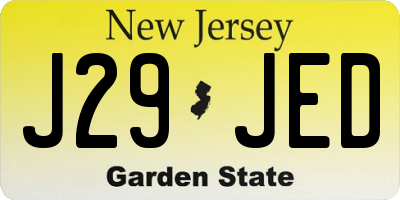 NJ license plate J29JED