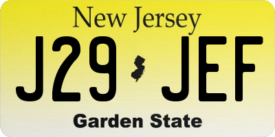 NJ license plate J29JEF