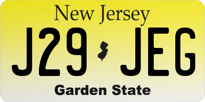 NJ license plate J29JEG