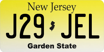 NJ license plate J29JEL