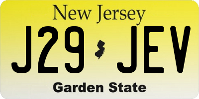 NJ license plate J29JEV