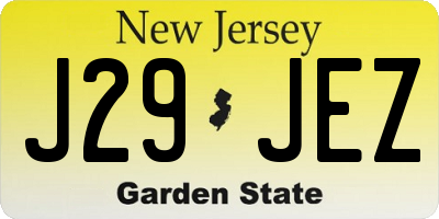 NJ license plate J29JEZ