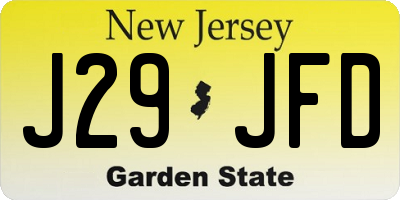 NJ license plate J29JFD