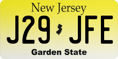 NJ license plate J29JFE