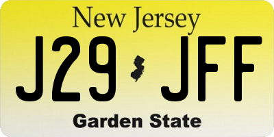 NJ license plate J29JFF