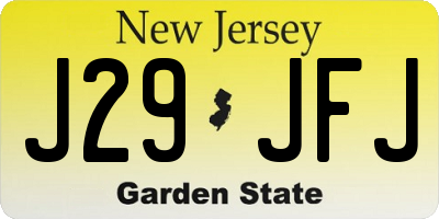 NJ license plate J29JFJ