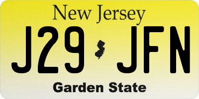 NJ license plate J29JFN