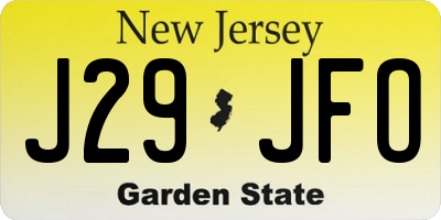 NJ license plate J29JFO