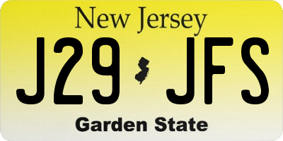 NJ license plate J29JFS