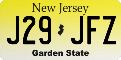 NJ license plate J29JFZ