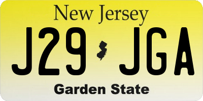 NJ license plate J29JGA