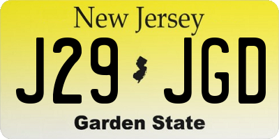 NJ license plate J29JGD