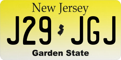 NJ license plate J29JGJ
