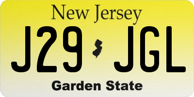 NJ license plate J29JGL