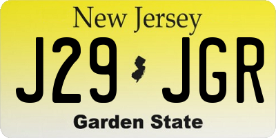 NJ license plate J29JGR