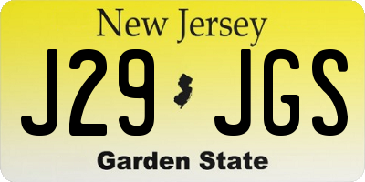 NJ license plate J29JGS