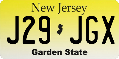 NJ license plate J29JGX