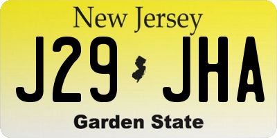 NJ license plate J29JHA