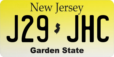 NJ license plate J29JHC