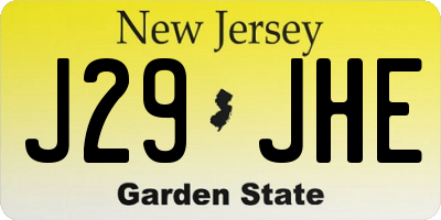 NJ license plate J29JHE