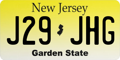 NJ license plate J29JHG
