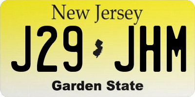 NJ license plate J29JHM