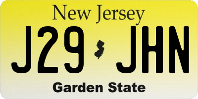 NJ license plate J29JHN