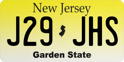 NJ license plate J29JHS