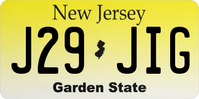NJ license plate J29JIG