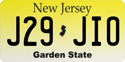 NJ license plate J29JIO