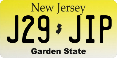 NJ license plate J29JIP