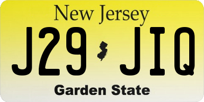 NJ license plate J29JIQ