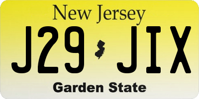 NJ license plate J29JIX