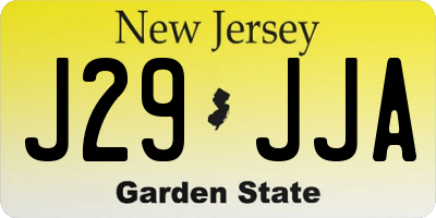 NJ license plate J29JJA