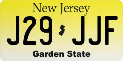 NJ license plate J29JJF