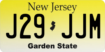 NJ license plate J29JJM