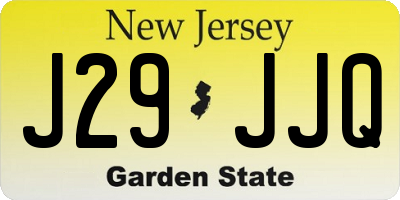 NJ license plate J29JJQ