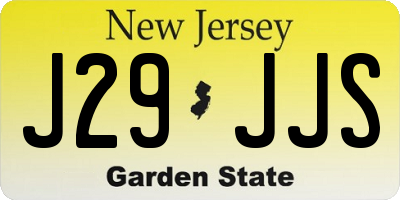 NJ license plate J29JJS