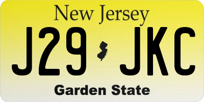 NJ license plate J29JKC