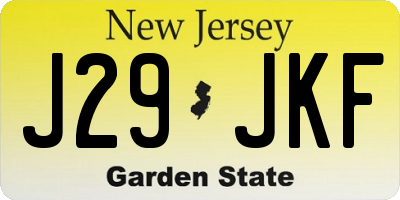 NJ license plate J29JKF