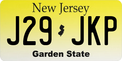 NJ license plate J29JKP
