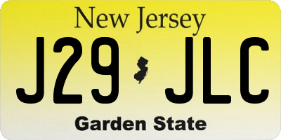 NJ license plate J29JLC