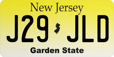 NJ license plate J29JLD